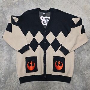 Her Universe Star Wars Rebel Argyle Cardigan Sweater Black Tan Orange 2X